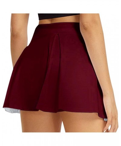 Women Athletic Golf Skorts Pleated Tennis Skirt Built-in Shorts Golf Active Skirts for Sports Running Gym Training Z15-wine $...