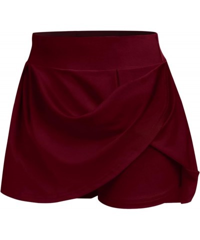 Women Athletic Golf Skorts Pleated Tennis Skirt Built-in Shorts Golf Active Skirts for Sports Running Gym Training Z15-wine $...