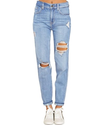 Boyfriend Jeans for Women Stretch High Waisted Ripped Distressed Mom Jeans Slim Denim Pants A Nightfall Blue $22.78 Jeans