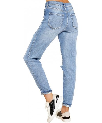 Boyfriend Jeans for Women Stretch High Waisted Ripped Distressed Mom Jeans Slim Denim Pants A Nightfall Blue $22.78 Jeans