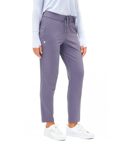 Women's Pants with Deep Pockets 7/8 Stretch Ankle Sweatpants for Golf, Athletic, Lounge, Travel, Work Purple $22.39 Pants