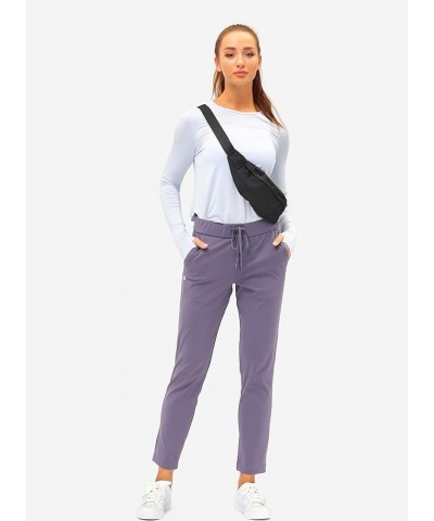 Women's Pants with Deep Pockets 7/8 Stretch Ankle Sweatpants for Golf, Athletic, Lounge, Travel, Work Purple $22.39 Pants