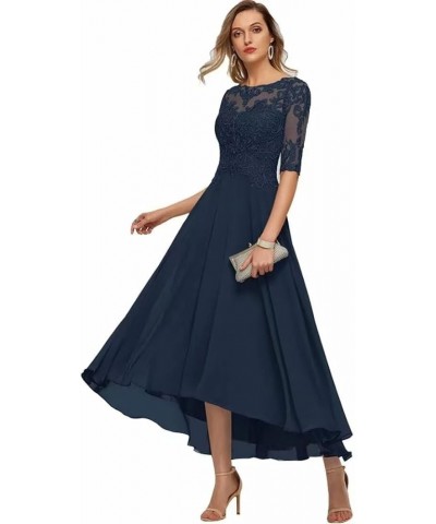 Mother of The Bride Dresses for Wedding 1/2 Sleeves High Low Chiffon Scoop Neck Formal Evening Dresses Royal Blue $34.49 Dresses