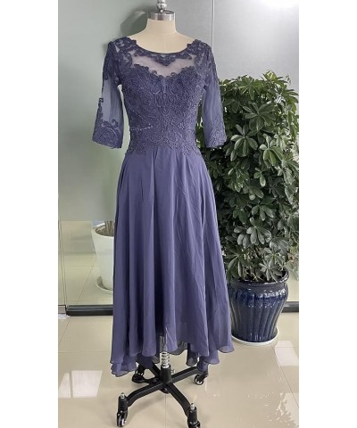 Mother of The Bride Dresses for Wedding 1/2 Sleeves High Low Chiffon Scoop Neck Formal Evening Dresses Royal Blue $34.49 Dresses