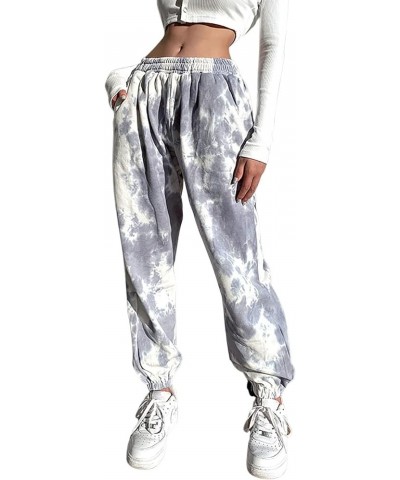 Women's Athletic Fit Drawstring Waist Tie-Dye French Terry Closed Bottom Sports Sweatpant 02 Grey $19.03 Activewear