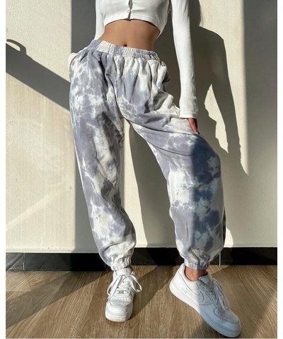 Women's Athletic Fit Drawstring Waist Tie-Dye French Terry Closed Bottom Sports Sweatpant 02 Grey $19.03 Activewear