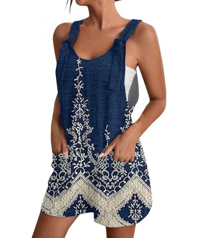 Women's Summer Casual Sleeveless Printed Rompers Loose Spaghetti Strap Shorts Overalls Jumpsuit with Pockets 02-navy $7.99 Ov...
