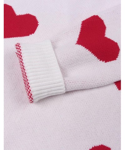 Women's Pullover Sweaters Cute Heart Sweater Crew Neck Long Sleeve Valentines Sweaters for Women 640 White&red $21.41 Sweaters