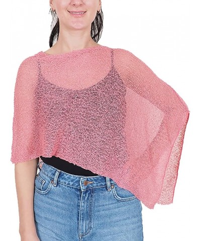 Ladies Crochet Stretch Lace Fish Net Batwing Small Poncho Rose $15.07 Sweaters