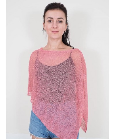 Ladies Crochet Stretch Lace Fish Net Batwing Small Poncho Rose $15.07 Sweaters