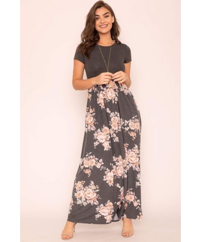 Eloges Women's Summer Tea-Length Maxi Dresses| S-3X | Floral Tropical Polka Dot Charcoal Floral $13.97 Dresses