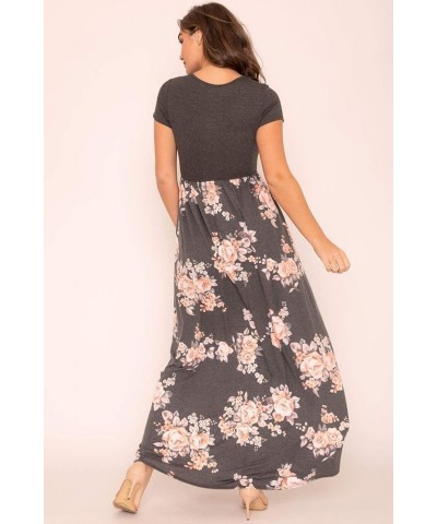 Eloges Women's Summer Tea-Length Maxi Dresses| S-3X | Floral Tropical Polka Dot Charcoal Floral $13.97 Dresses