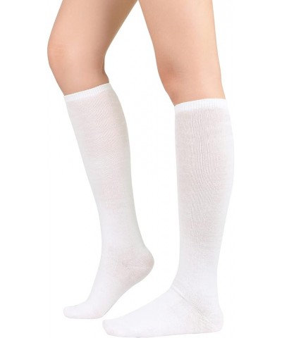 Womens Athletic Knee High Socks Outdoor Sport Thigh High Stockings Casual Stripes Tube Socks 1 Pack White $6.99 Socks