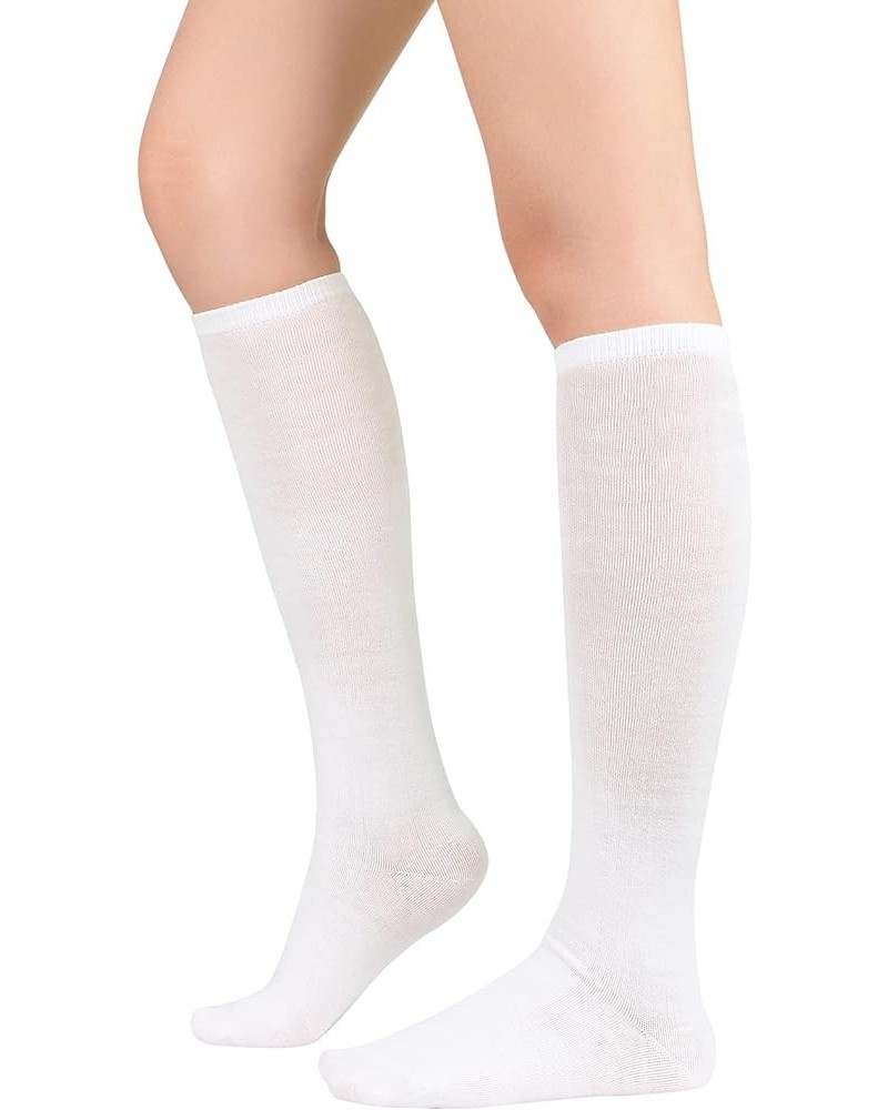 Womens Athletic Knee High Socks Outdoor Sport Thigh High Stockings Casual Stripes Tube Socks 1 Pack White $6.99 Socks