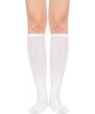 Womens Athletic Knee High Socks Outdoor Sport Thigh High Stockings Casual Stripes Tube Socks 1 Pack White $6.99 Socks