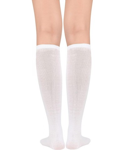 Womens Athletic Knee High Socks Outdoor Sport Thigh High Stockings Casual Stripes Tube Socks 1 Pack White $6.99 Socks