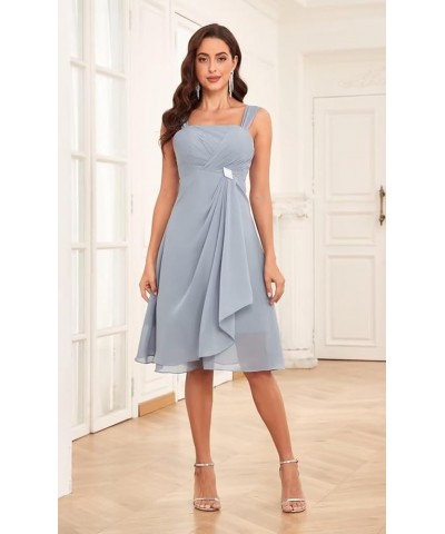 2 Pieces Chiffon Mother of The Bride Dresses with Jacket Pleated Ruffle Short Formal Evening Party Gown Peacock $34.40 Dresses