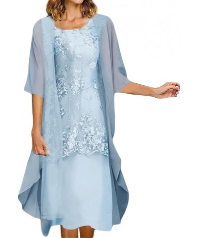 2 Piece Set Dresses for Women Flowy Floral Print Chiffon Dress Plus Size Crewneck Dress Wedding Guest Elegant Clothing Blue $...