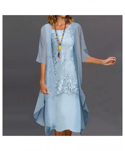 2 Piece Set Dresses for Women Flowy Floral Print Chiffon Dress Plus Size Crewneck Dress Wedding Guest Elegant Clothing Blue $...