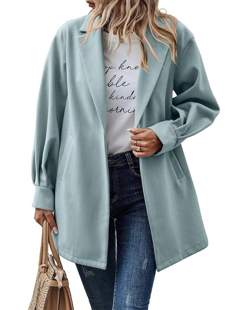 Women Casual Blazer Jacket - Long Sleeve Open Front Cardigan Lapel Button Work Office Blazers with Pockets Light Green $24.74...