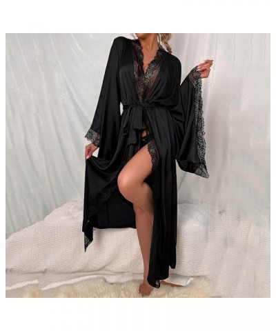 Long Silky Nightgowns for Women Plus Size Full Slip Purple Sexy Nightgowns for Women Green Silk Pajamas for Women Black-2 $15...