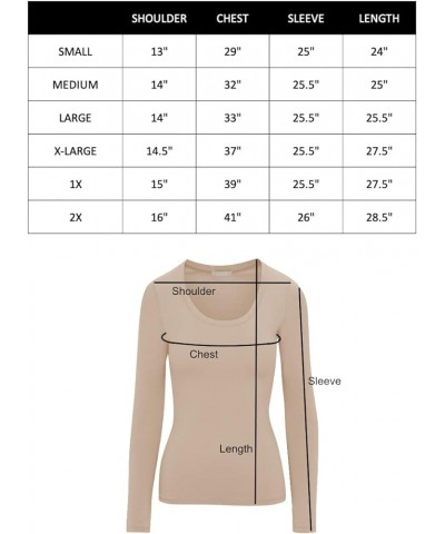 Women's Long Sleeve Stretch Cotton Slim Fit Lightweight Basic T-Shirt Scoop Neck Red $10.19 T-Shirts