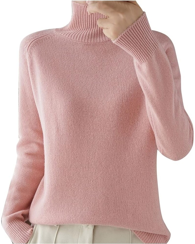 Womens Turtleneck Sweaters Oversized Sweaters Ribbed Knitted Sweater Fall Pullover Sweater Y2K Sweaters Jumper Tops Z018 Pink...