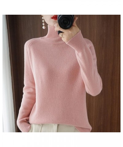 Womens Turtleneck Sweaters Oversized Sweaters Ribbed Knitted Sweater Fall Pullover Sweater Y2K Sweaters Jumper Tops Z018 Pink...