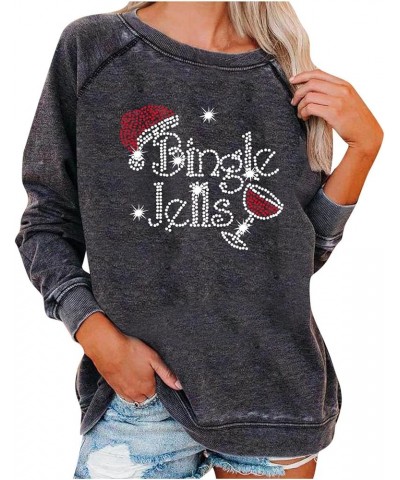 Christmas Sweatshirts for Women 2022 Fashion Red Wine Glass Print Long Sleeve Pullover Xmas Casual Crew Neck Tops A 08 Gray $...