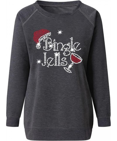 Christmas Sweatshirts for Women 2022 Fashion Red Wine Glass Print Long Sleeve Pullover Xmas Casual Crew Neck Tops A 08 Gray $...