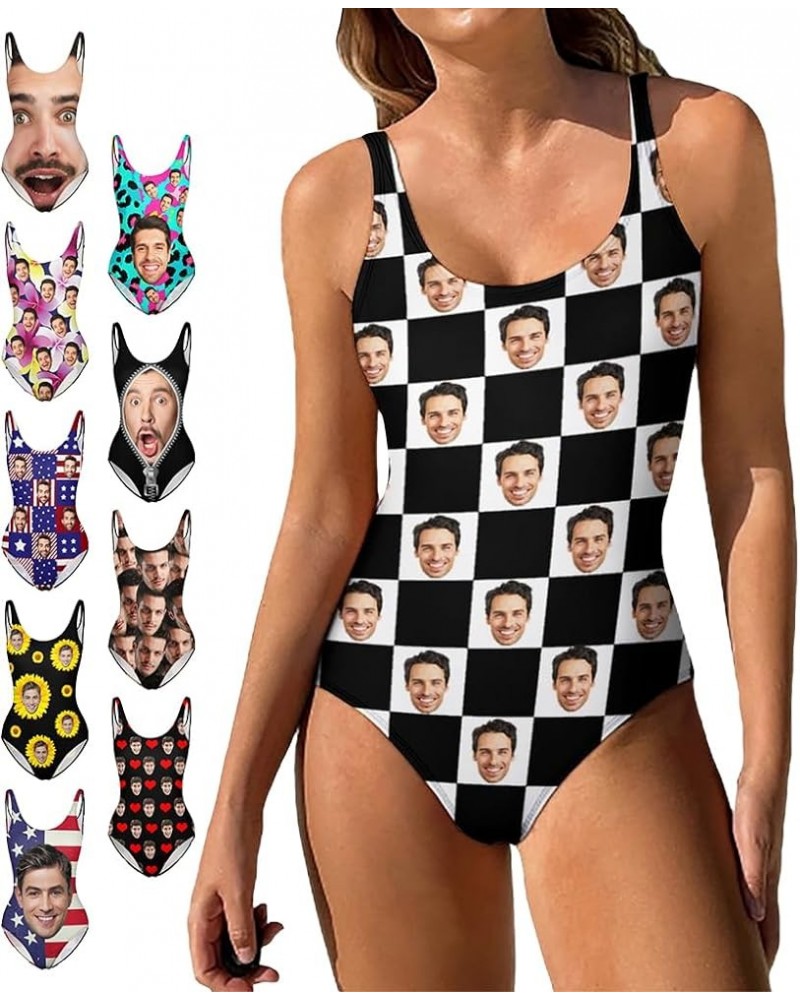 Custom Face Swimsuits for Women One Piece Personalized Funny Bathing Suits with Husbands Faces for Summer Holiday Checked $15...