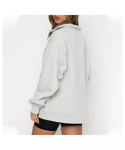 Sweatshirt For Women Long Sleeve Casual Fashion Blouse Solid Color Zip Up Hoodies Tops, S-3XL 1-gray $10.25 Activewear