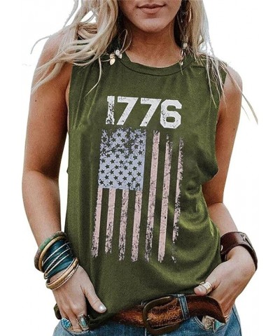 We The People 1776 Tank Top for Women 4th of July Patriotic Shirt American Flag Sleeveless Graphic Tees Tanks Green $11.00 Tanks