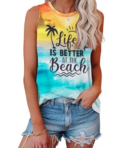 Life is Better at The Beach Tank Tops Women Summer Hawaiian Beach Shirt: Casual Vacation Sleeveless Muscle Tank Colorful $7.6...