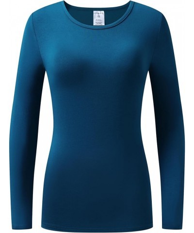 Women's Long Sleeve T-Shirt Comfy Underscrub Tee Basic Stretch Layer Caribbean Blue $10.74 T-Shirts