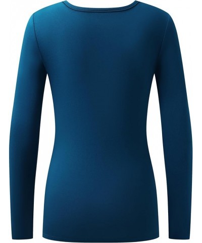 Women's Long Sleeve T-Shirt Comfy Underscrub Tee Basic Stretch Layer Caribbean Blue $10.74 T-Shirts