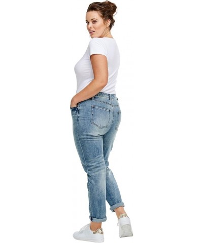 Comfortable Women's Plus Size Boyfriend Jeans Stretch Denim Mid-Rise Light Stonewash $23.10 Jeans