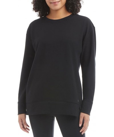 Women's Long Sleeve Split Hem Tunic Top Black Salt $19.59 Tops