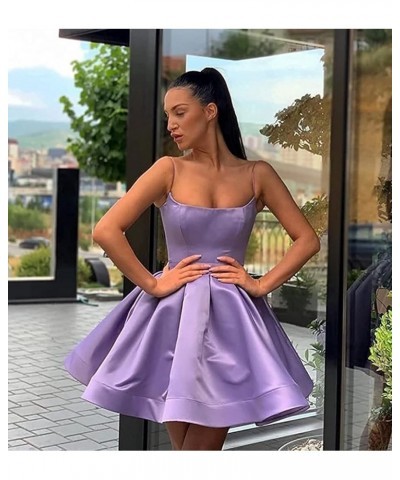 Women's Spaghetti Homecoming Dresses Short Satin Formal Prom Party Dress Fuchsia $33.75 Dresses