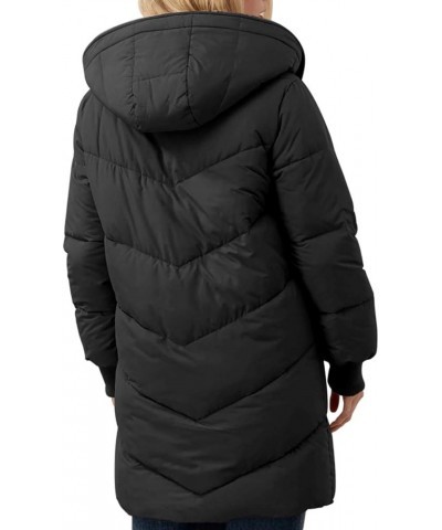 Womens Winter Warm Coats Sherpa Fleece Lined Long Hooded Puffer Jacket Black $42.11 Jackets