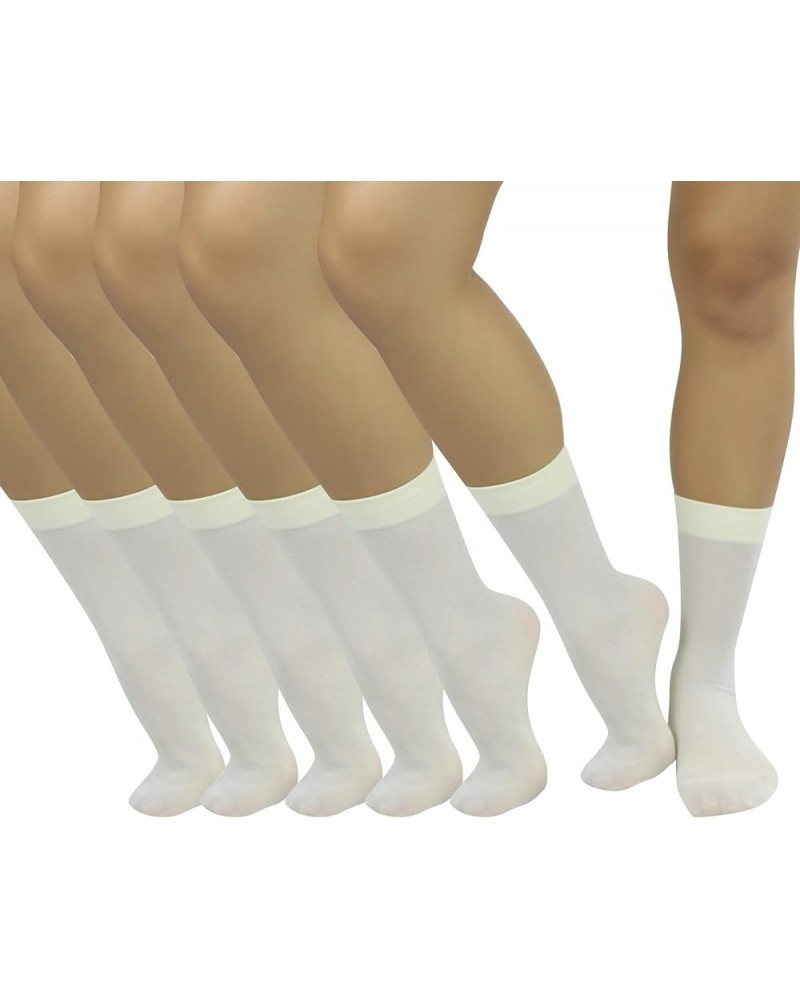 Womens Pack of 6 Trouser Solid Print Anklet Socks Off-white (6-pack) $10.17 Socks