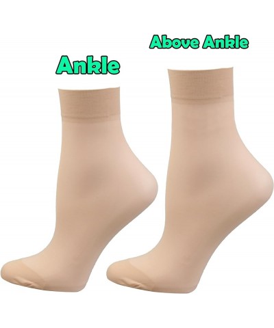 Women's 10-24 Pairs (in Gift Box) Ankle High Sheer Nylon Socks Soft Tight Hosiery with Reinforced Toe Above Ankle 12 Beige - ...