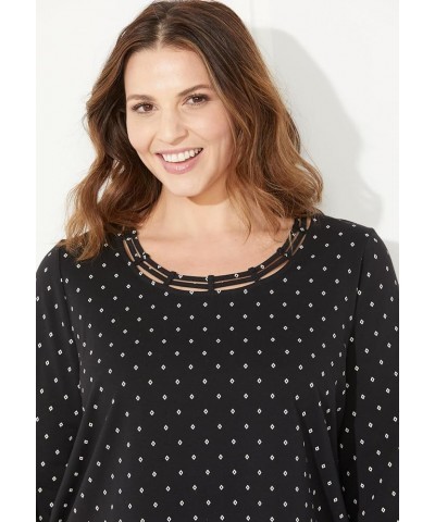 Women's Plus Size Suprema Strappy Neckline Top Black $22.97 Shirts