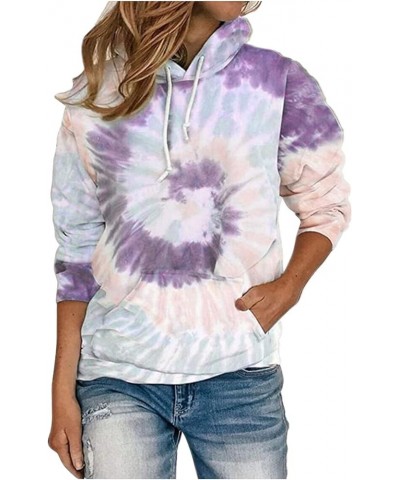 Graphic Hoodies For Women Plus Size Tie- Printed Gradient Sweatshirts Hooded Lightweight Pullover With Pocket 06 Purple $8.28...