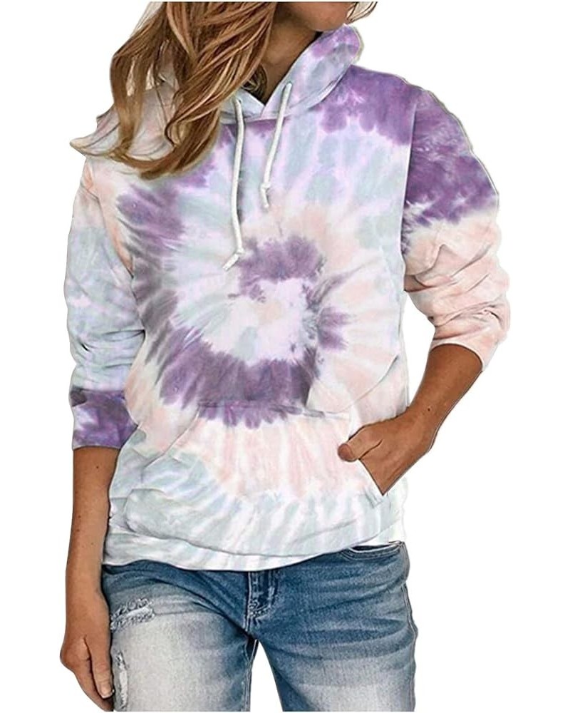 Graphic Hoodies For Women Plus Size Tie- Printed Gradient Sweatshirts Hooded Lightweight Pullover With Pocket 06 Purple $8.28...