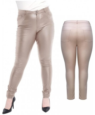 Womens Stretchy Jeggings, Faux Leather Legging Pants with Pockets, Regular and Plus Size 01stretchy/Skin-plus $19.68 Leggings