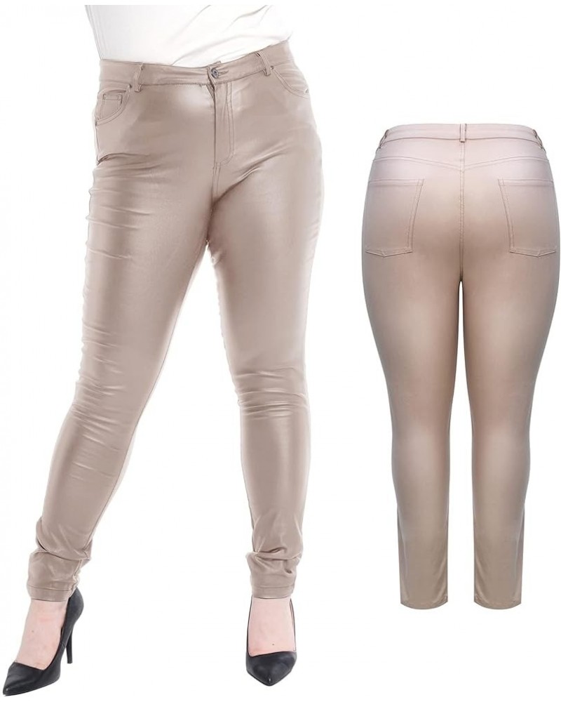 Womens Stretchy Jeggings, Faux Leather Legging Pants with Pockets, Regular and Plus Size 01stretchy/Skin-plus $19.68 Leggings