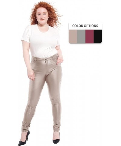 Womens Stretchy Jeggings, Faux Leather Legging Pants with Pockets, Regular and Plus Size 01stretchy/Skin-plus $19.68 Leggings