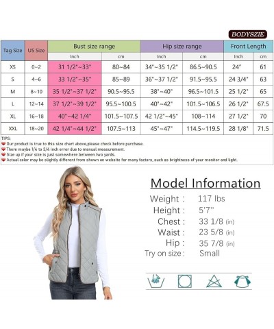 Women Padded Vest Stand Collar Zip Up Trendy Puffer Lightweight Quilted Vest Grey $20.68 Vests