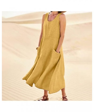 4th of July Dress Women 2024 Sleeveless American Flag USA Patriotic Plus Size Summer Dresses C01yellow $13.79 Dresses